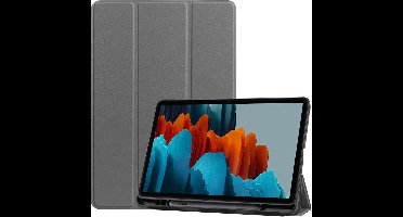 Just in Case tablet Hoes geschikt voor Samsung Galaxy Tab S7 - TriFold Bookcase met Stylus Houder - Grijs