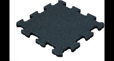 Rubber Tegel - Middenstuk - Puzzelsysteem - 50 x 50 x 2,5 cm - Zwart