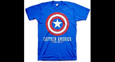 Marvel Captain America Heren Tshirt -M- Logo Blauw