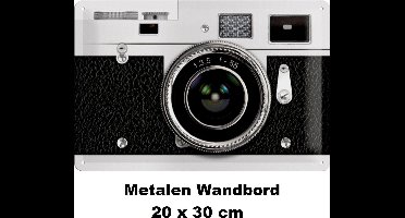 Retro Fotocamera Metalen wandbord in reliëf 20x30 cm