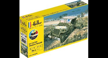 Heller Modelbouwpakket Militaire voertuigen - 56997 US 1/4 Ton Truck Trailer - Starter Kit Plastic - 1:72 - Modelbouw