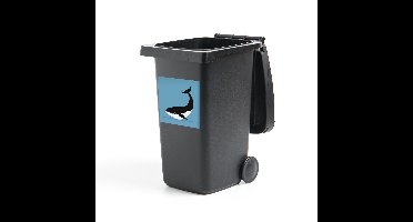 Container sticker Walvis illustratie - Een illustratie van een walvis op een blauwe achtergrond Klikosticker - 40x40 cm - kliko sticker - weerbestendige containersticker