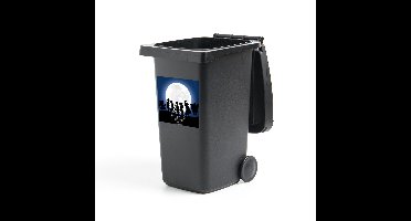 Container sticker Halloween illustratie - Een groep van griezels in een illustratie van Halloween Klikosticker - 40x40 cm - kliko sticker - weerbestendige containersticker