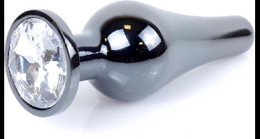 Power Escorts - Groot Formaat Butt plug 9.5 cm - vette Dia 3 cm - Super Stijlvol Dark Silver kleur met Witte Steen - Anaal plug - Opwindend en Stimulerend - Gemakkelijk gebruikbaar - Handige verpakking