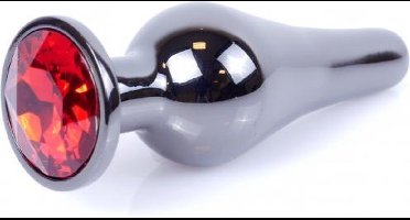 Power Escorts - Groot Formaat Butt plug 9.5 cm - vette Dia 3 cm - Super Stijlvol Dark Silver kleur met Rode Steen - Anaal plug - Opwindend en Stimulerend - Gemakkelijk gebruikbaar - Handige verpakking