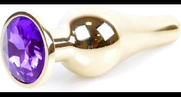 Power Escorts - Groot Formaat Butt plug 9.5 cm - vette Dia 3 cm - Super Stijlvol Goud kleur met Paars - Anaal plug - Opwindend en Stimulerend - Gemakkelijk gebruikbaar - Handige verpakking