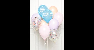 RIETHMULLER - Boeket 10 latex ballonnen happy birthday pastel 27 cm meerkleurig