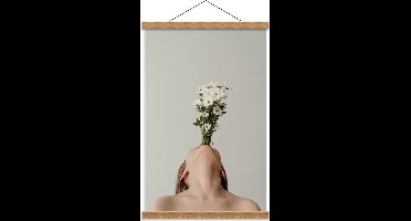 Schoolplaat – Mens als Vaas met Boeketje - 40x60cm Foto op Textielposter (Wanddecoratie op Schoolplaat)