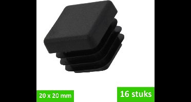 DELTAFIX insteekdop | 20 x 20 mm | zwart kunststof | 16 STUKS