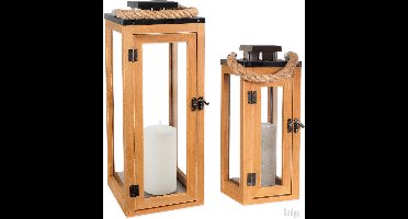 Gadgy Lantaarn Set - Lantaarn Windlicht 2 st - Decoratie Woonkamer - Kaarsenhouder Glas 42&29CM - Tafeldecoratie - Valentijn Cadeautje voor Haar