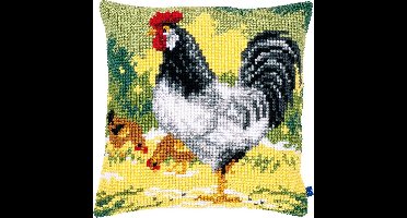Vervaco - Kruissteekkussen kit - Witte haan - PN-0150662 - Borduren - Borduurpakket - Borduurpakket volwassenen - Borduurpakket kind