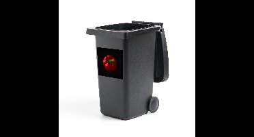 Container sticker Paprika - Een rode paprika op een zwarte achtergrond - 40x40 cm - kliko sticker - weerbestendige containersticker