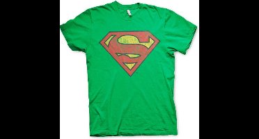 DC Comics Superman Heren Tshirt -2XL- Washed Shield Groen