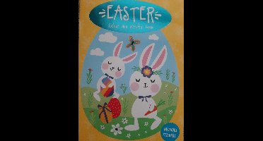 Groot A4 Kleurboek Pasen met stickers - paashaas kinderen - Tekenboek - Kleurboek meisjes - Kleurboek jongens -Tekenen - Kleuren - Kleurboeken voor kinderen - paasstickers