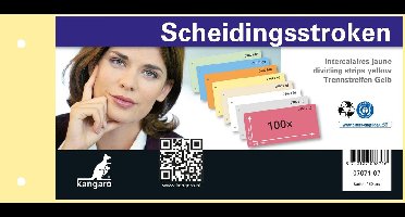 Kangaro scheidingsstrook - 2-gaats - 225x120mm - 180 grams - geel - 100 stuks - 07071-07