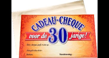 Paper Dreams Cadeaucheque 30 Jaar 34,5 Cm Papier Blauw/oranje