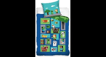 Minecraft Dekbedovertrek Eenpersoons 140x200cm Katoen Grote Kussensloop 70x90cm