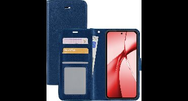 Hoesje - Met Pasjeshouder - Geschikt voor OnePlus Nord CE4 - Luxe Bookcase Portemonee - Flip Case - Kunstleer Book Case - Flipcase - Book Cover - Walletcase - Portemonneehoes - Donkerblauw