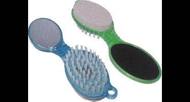 Pedicureborstel 4 in 1 - set van 2 stuks blauw-groen