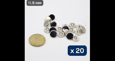 20 Stuks METALEN KNOPEN, Maat 11,5MM, Op Voetje, Materiaal ZAMAK, Kleur ZILVER