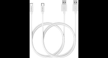 2x USB C naar USB A Kabel Wit - 2 meter - Oplaadkabel voor Honor 10X Lite / Honor 9X / Honor 8A