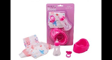 Johntoy Verzorgingset Baby Rose Meisjes Roze 4-delig