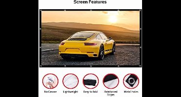 Projectiescherm, 16:9 kreukvrij, opvouwbaar projectiescherm voor thuisbioscopen, 152 cm, 183 cm, 213 cm, 254 cm, 305 cm, 381 cm