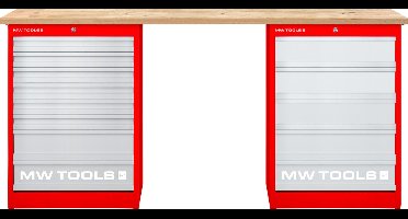 Modulaire werkbank Rubberwood met 2 ladekasten 5L & 8L 2000 mm MW Tools MOD20L58R
