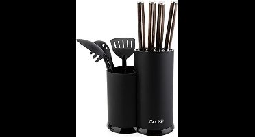 2-in-1 ronde keukenmessenblok met gebruiksvoorwerpenhouder