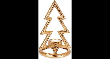 Kandelaar Aluminium Gouden Kerstboom 16 cm - Kaarsen - Kaarsenstandaard - Kaarsenhouder - Decoratie