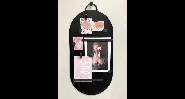 Handles and more - Magneetbord groot - XL Ovaal Zwart - Leren magneten: Zwart - incl. 10 magneten - wandbord - magneetborden groot