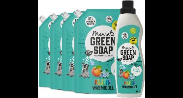 Marcel's Green Soap Wasmiddel Kleur Perzik & Jasmijn 23 Wasbeurten + 4 Navullingen Pakket