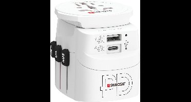 Skross - Wereldreisadapter Pro Light met grondstekkers (geen Zwitserse en Italiaanse) + 1 USB + 1 Type-C aansluiting