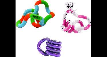 Tangle Junior - Metallic Paars / Puppy / Fuzzies Oranje - Combo 3-Pack - The Original Fidget