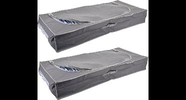 2x stuks dekbed/kussen opberghoezen grijs met venster 105 x 45 x 16 cm - Opberghoezen - Beschermhoezen - Dekentassen - Kussentassen