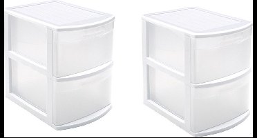 PlasticForte Ladeblok - Set van 2x stuks - 2 lades - bureau organizer - 39 x 29 x 40 cm