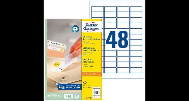 Avery-Zweckform L4736REV-100 Universele etiketten 45.7 x 21.2 mm Papier Wit 4800 stuk(s) Weer verwijderbaar Inkjet, Las