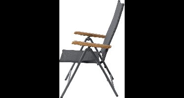 Brulo - Aluminium tuinstoel - ligstoel - strandstoel opvouwbaar - ligstoel- teak Grijs