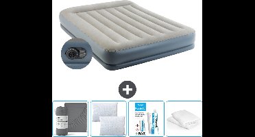 Intex Luchtbed - 2-Persoons - 152 x 203 x 30 cm - Grijs - Inclusief pomp - Hoeslaken - Kussen - Kussenbeschermer en Reparatieset