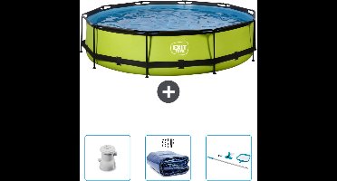 EXIT Rond Lime Frame Zwembad - 360 x 76 cm - Inclusief Pomp - Solarzeil - Schoonmaakset - Nu extra voordelig