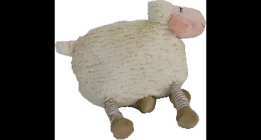 Hondenspeelgoed schaap pluche speelkussen beige + piep ecostof 36 cm