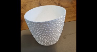 Bloempot BUBBLE rond 17 cm Wit set van 2 stuks