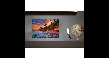 Inductieplaat Beschermer - Cliff bij Zonsondergang - 70x50 cm - 2 mm Dik - Inductie Beschermer - Bescherming Inductiekookplaat - Kookplaat Beschermer van Zwart Vinyl