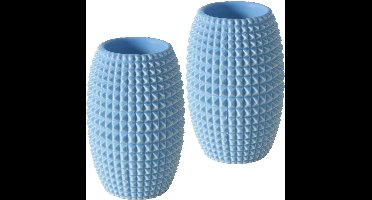 Theelicht houder keramiek Boltze lichtblauw 11 cm