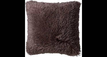 Dutch Decor FLUFFY - kussenhoes 60x60 cm - superzacht - XL kussenhoes - Driftwood - taupe - met rits - zonder binnenkussen
