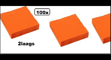 100x Servetten oranje 3 laags - Servet diner thema feest festival party