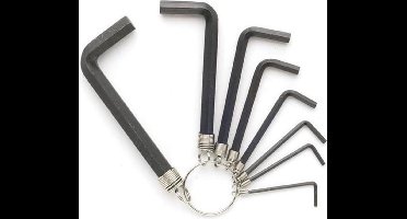 Toolland Inbussleutelset, 8 inbussleutels, van 1.5 mm tot 6 mm, op ring