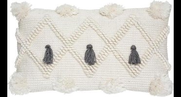 Sierkussen Recycled, katoen, ivoor & grijs 50 x30 cm