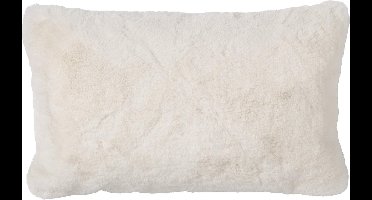 Dutch Decor ZAYA - Sierkussen 30x50 cm - bontlook - effen kleur - Snow White - wit - Inclusief binnenkussen - Luxe kussens voor woonkamer & bank