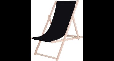 Springos | Ligbed | Strandstoel | Ligstoel | Verstelbaar | Beukenhout | Handgemaakt | Zwart